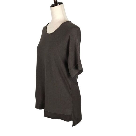 Eileen Fisher oversized chocolate brown knit round neck high-low sweater XS - Picture 5 of 8